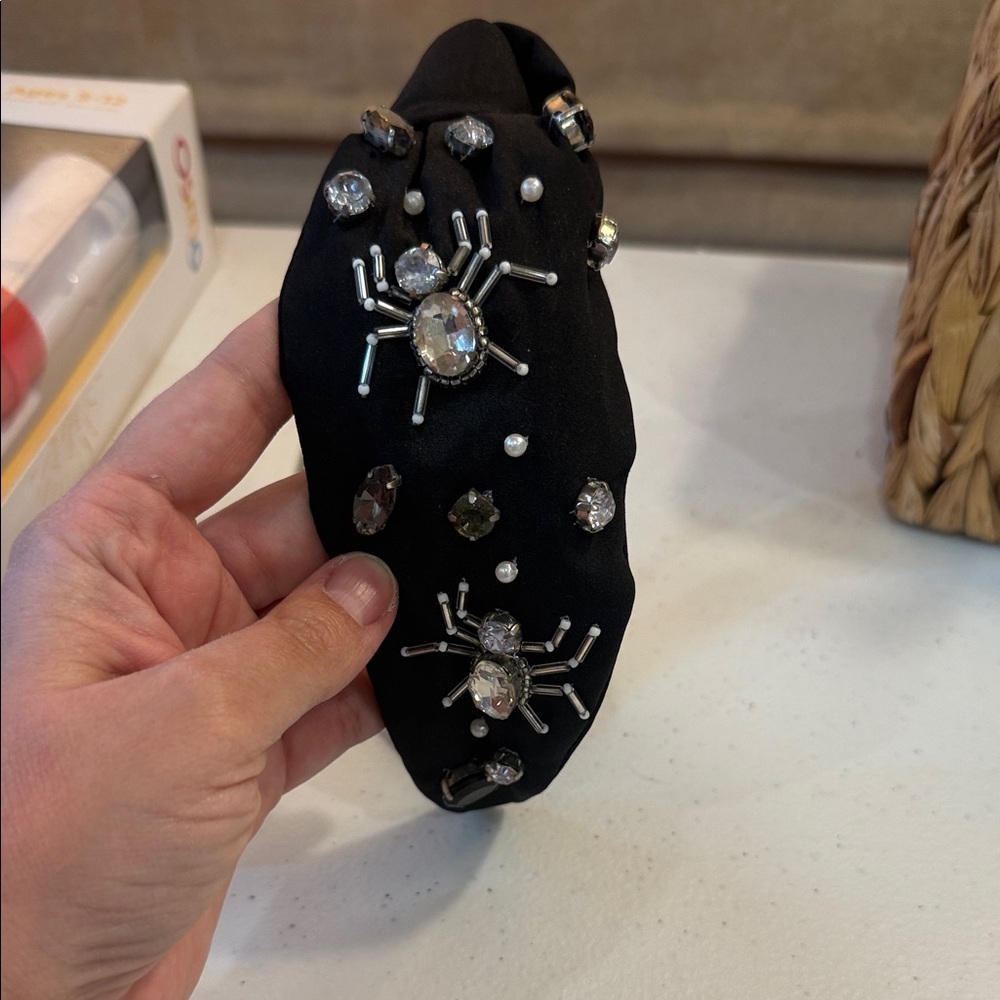 Black Embellished Halloween Headband with Spider Design